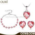 2017 New Arrival High Quality Rhodium Plated Earring Necklace Set Heart Shape AAA Austria Crystal Bridal Jewelry Set